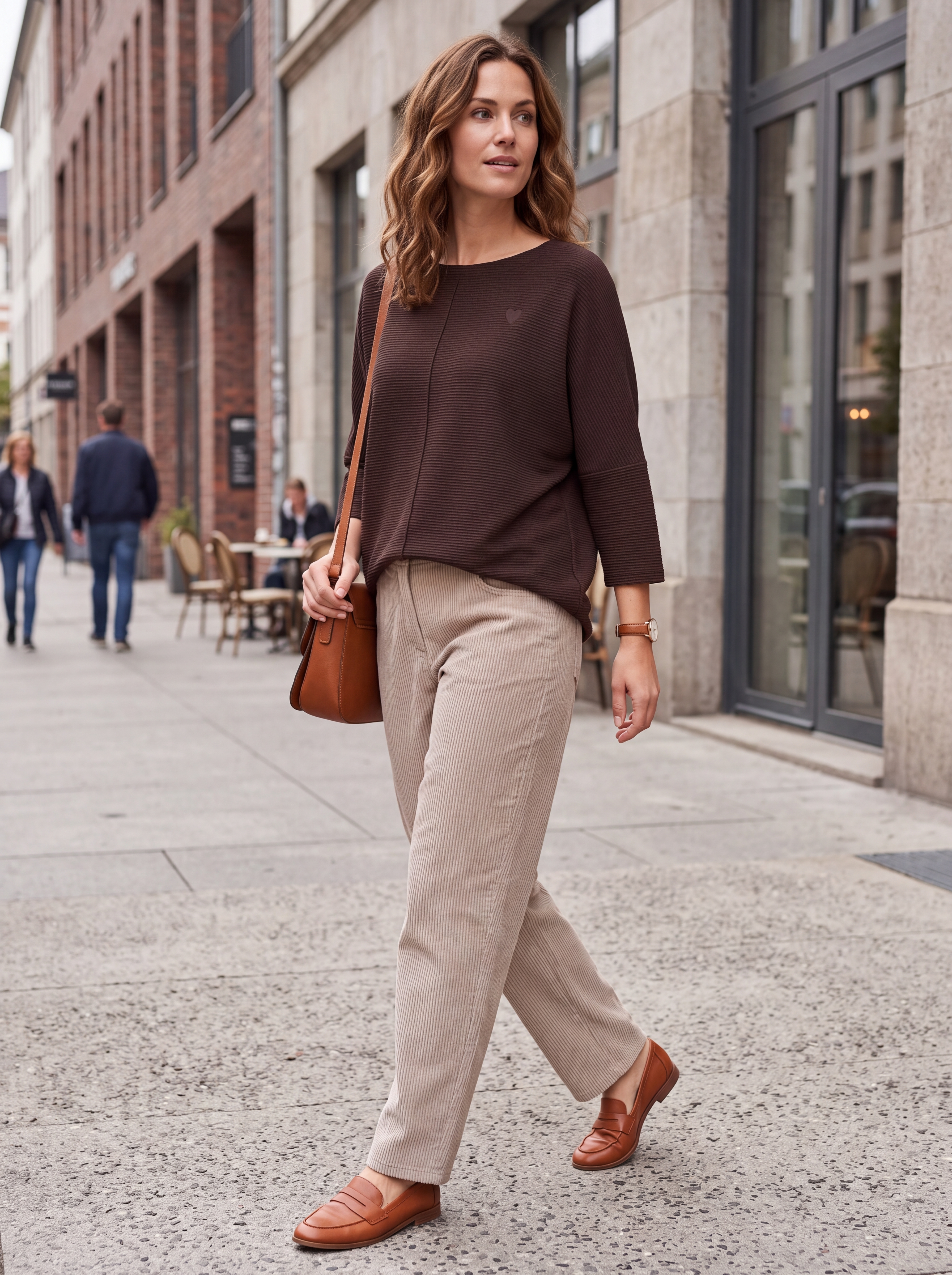 Dámske štruktúrované tričko BROADWAY NYC FASHION CHOCOLATE PLUM s.WEAR 16